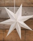 Julestjerne hvit velour med glitter, 20 cm thumbnail
