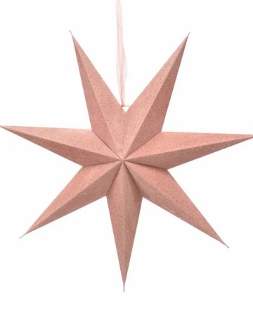 Julestjerne rosa velour med glitter, 45 cm