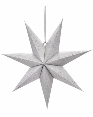 Julestjerne sølv med glitter, 20 cm