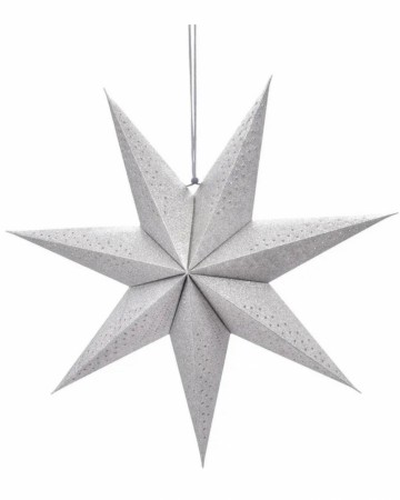 Julestjerne sølv med glitter, 60 cm