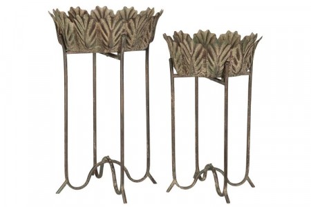 Plante bord, Blad metall, brun/ grønn