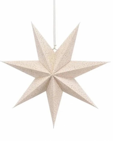 Julestjerne hvit velour med glitter, 60 cm
