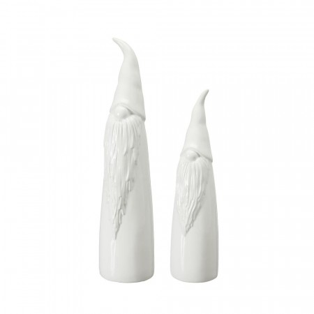 Elegant hvit porselens nisser, sett m 2 stk