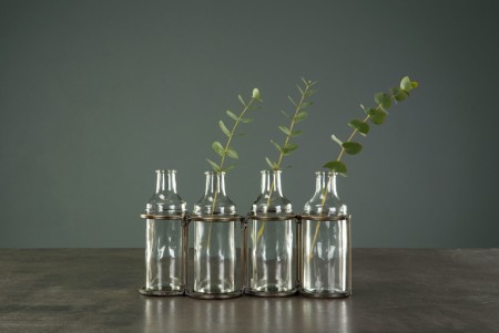 Vase/ lysestake med 4 flasker